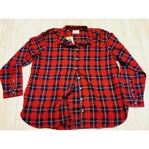 Jachs Girlfriend‎ XXL Flannel Shirt Women's XXL Long Sleeve Red Black Plaid NWT